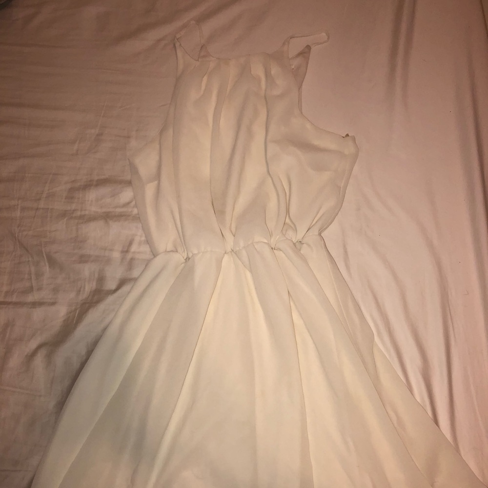 White Knee Length Flowy Dress